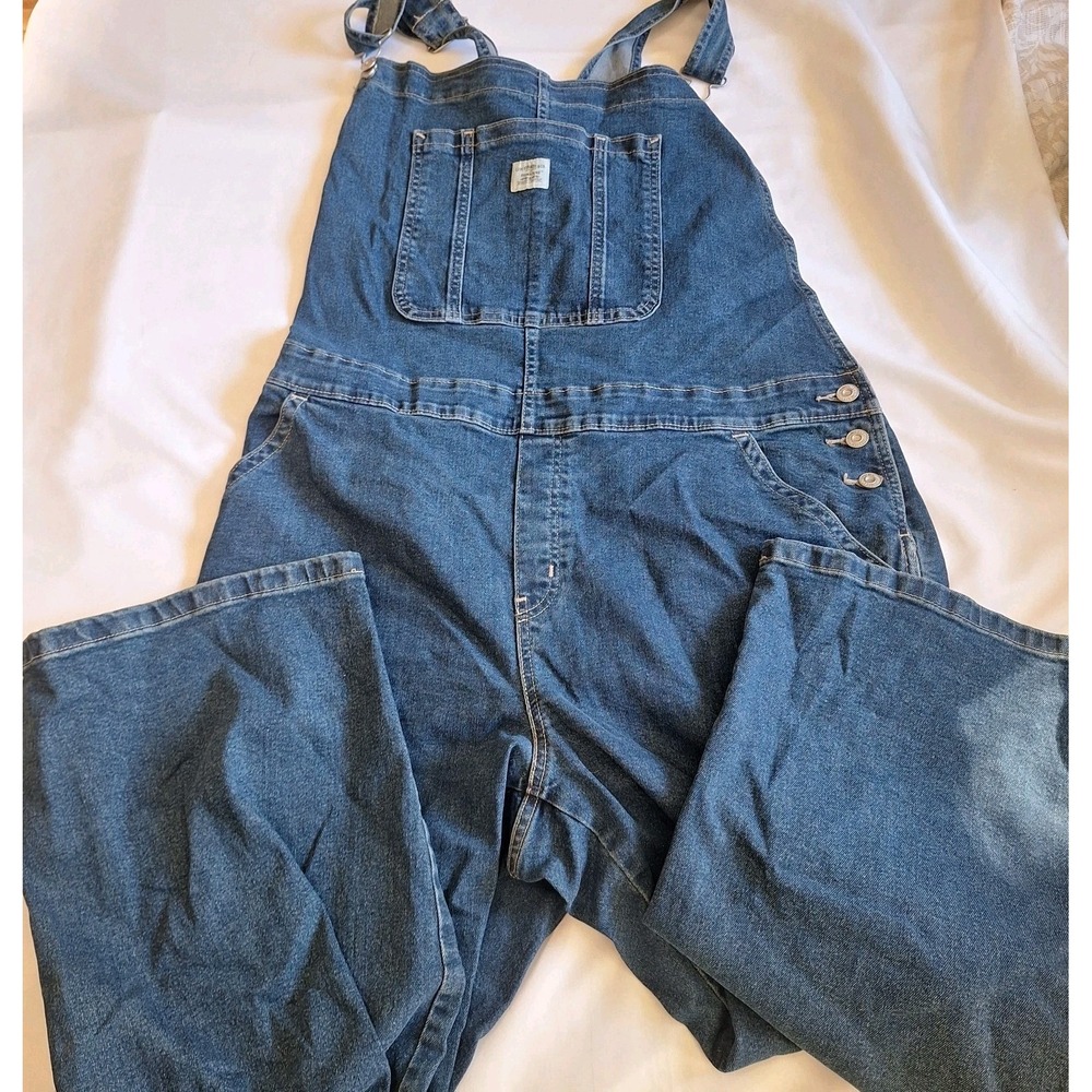 Levi Strauss Signature Gold Bib Overalls Womens XXL Stretch Denim Medium Wash